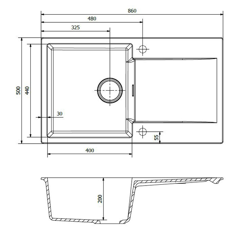 Reginox Amsterdam Reversible Composite Kitchen Sink & Drainer Single