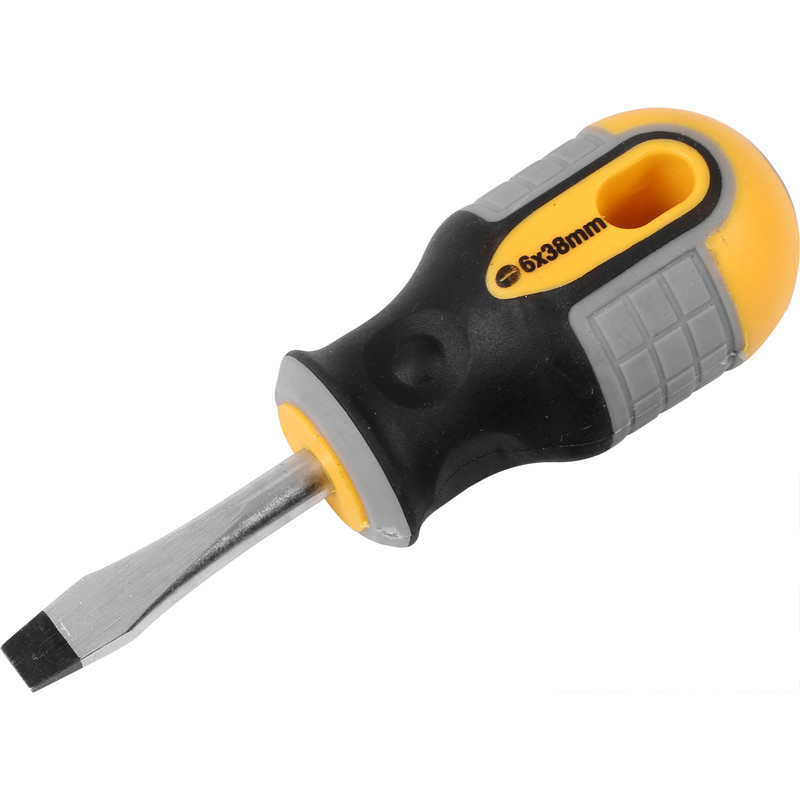 Roughneck Stubby Screwdriver Slotted 6 x 38mm