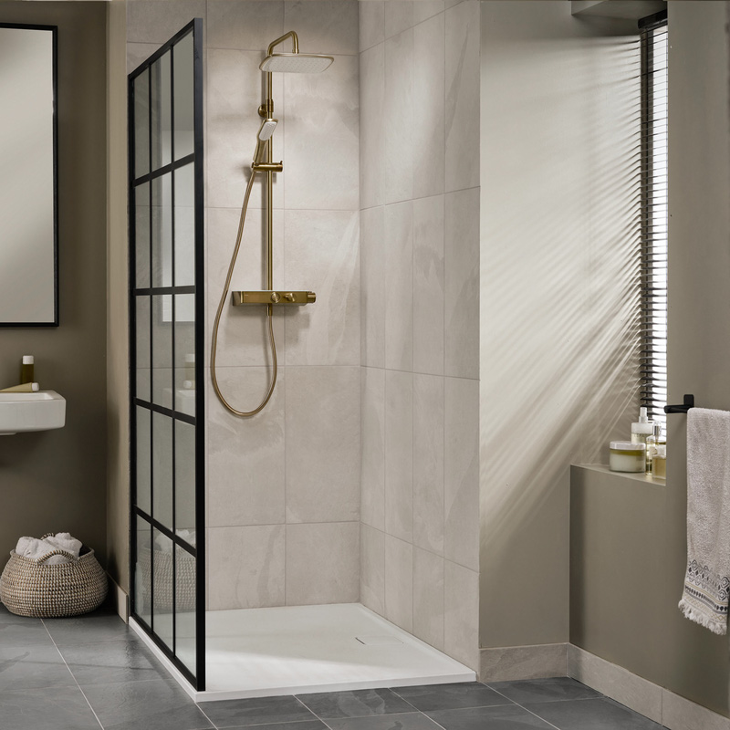 Triton Push Button Mixer Shower Brushed Brass Toolstation