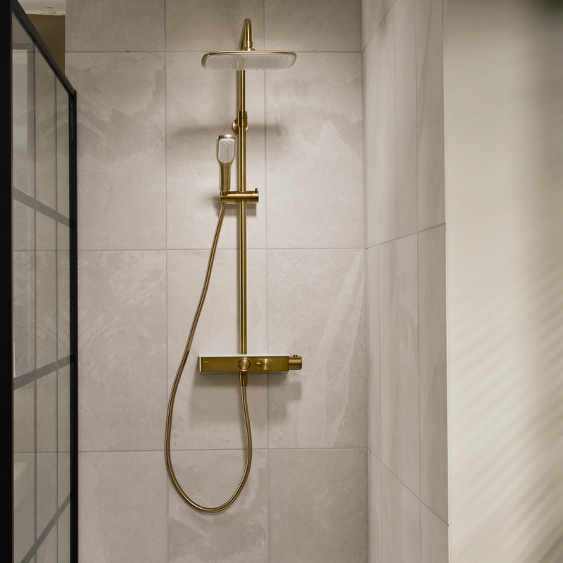 Triton Push Button Mixer Shower Brushed Brass Toolstation