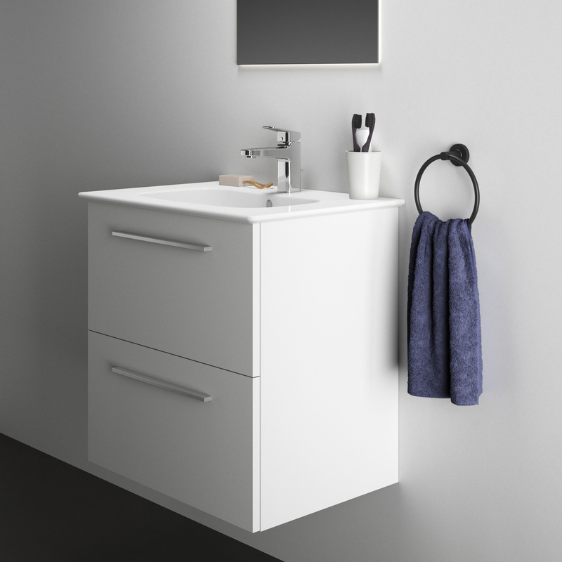 Ideal Standard i.life A Double Drawer Wall Hung Unit with Basin Matt White