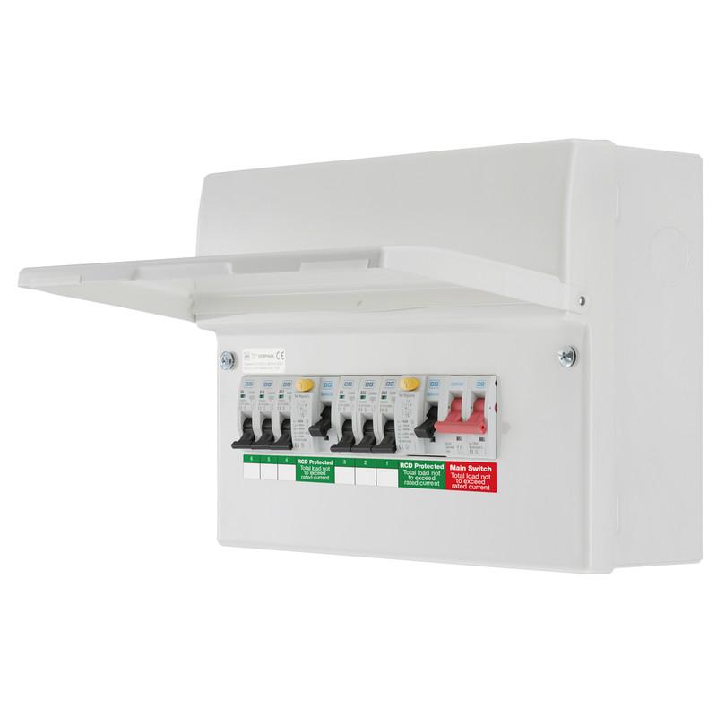 BG Metal Consumer Unit Dual RCD + 6 MCBs