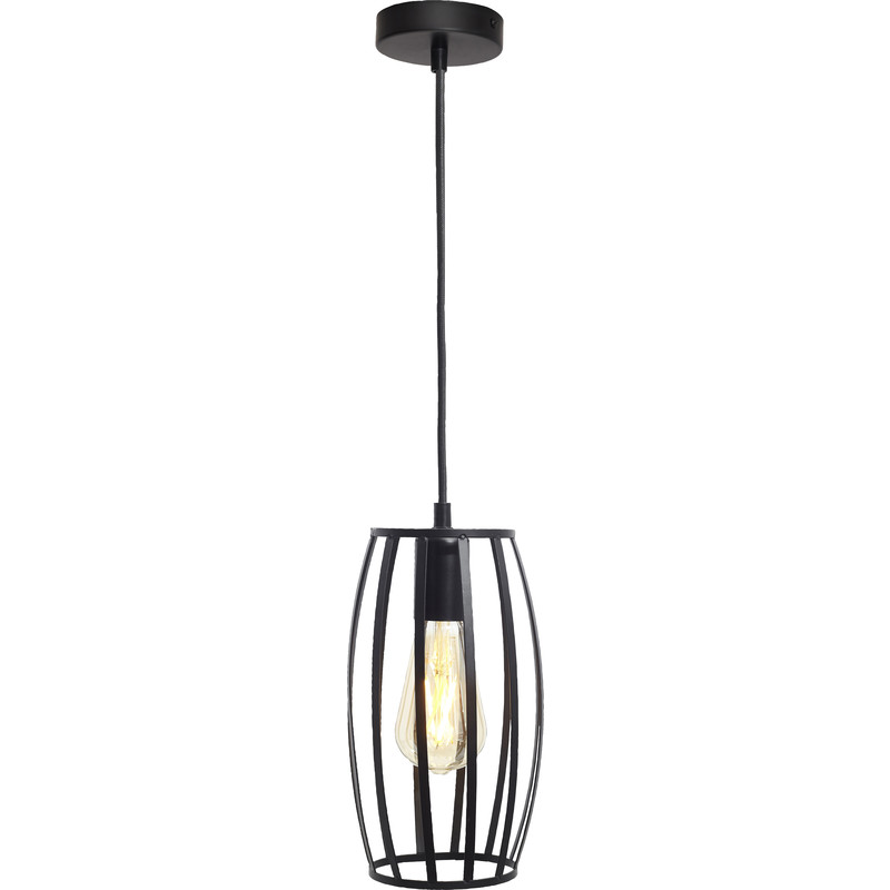 4lite WiZ Connected Decorative Single Black Pendant with Pear Shape Cage and ST64 6.5W LED Smart WiFi Bulb