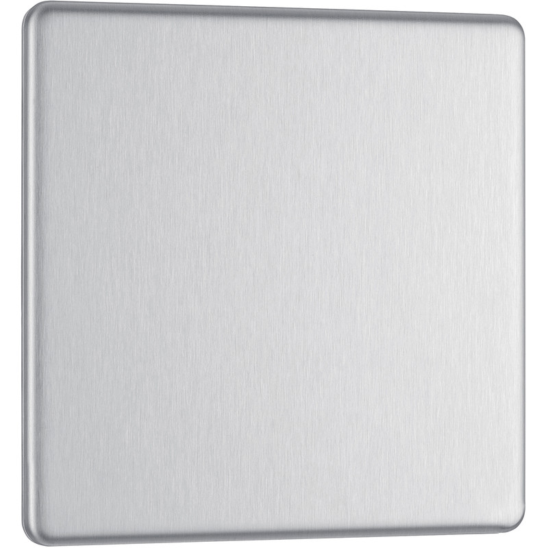 BG Screwless Flat Plate Brushed Stainless Steel Blank Plate