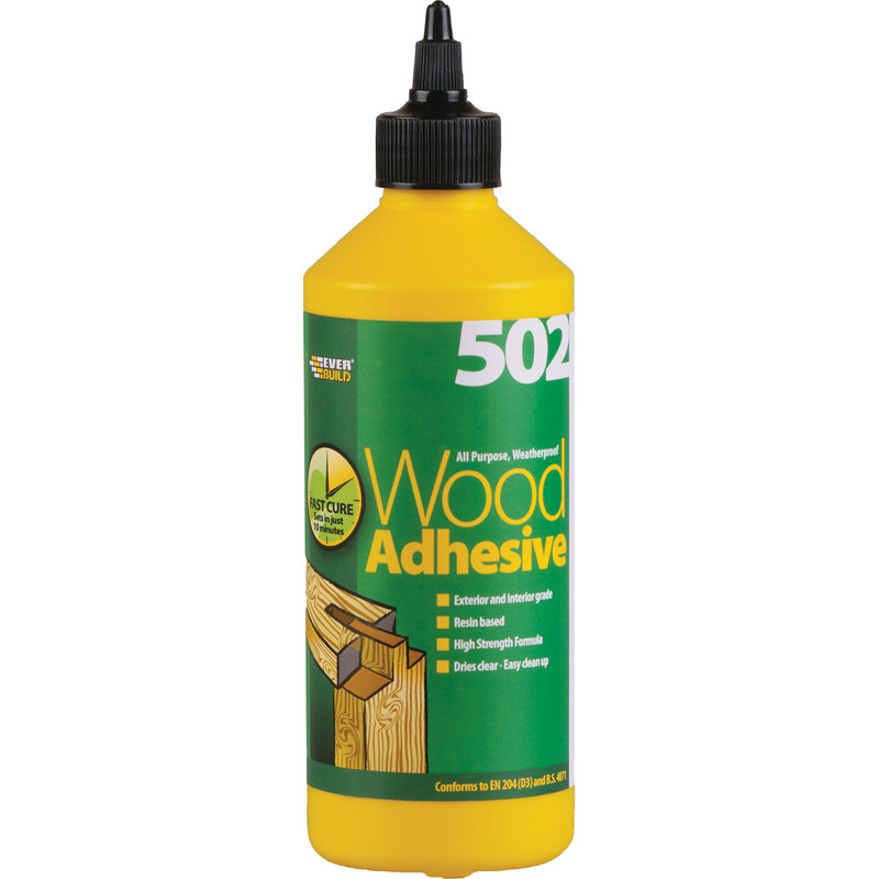 Evo-Stik Resin 'W' 5 Minute Polyurethane Waterproof Wood Adhesive D4 Clear  500ml, Glues & Adhesives