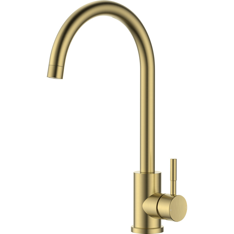 Reginox Taravo Mono Mixer Kitchen Tap In Stainless Steel Gold