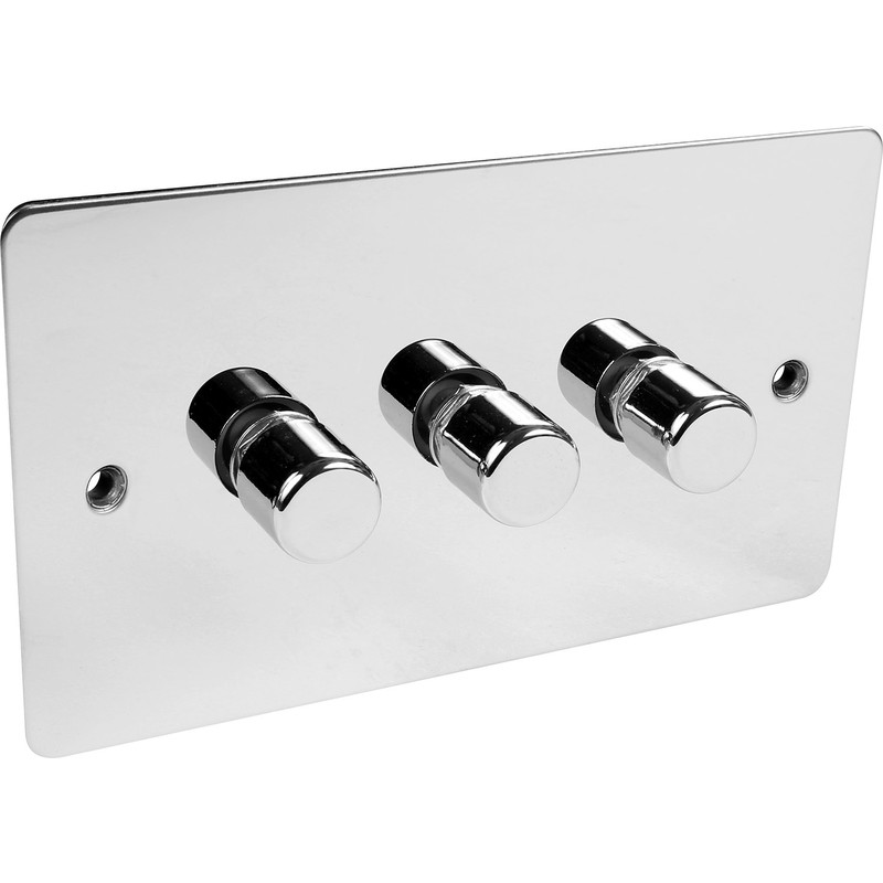 Flat Plate Polished Chrome Dimmer Switch