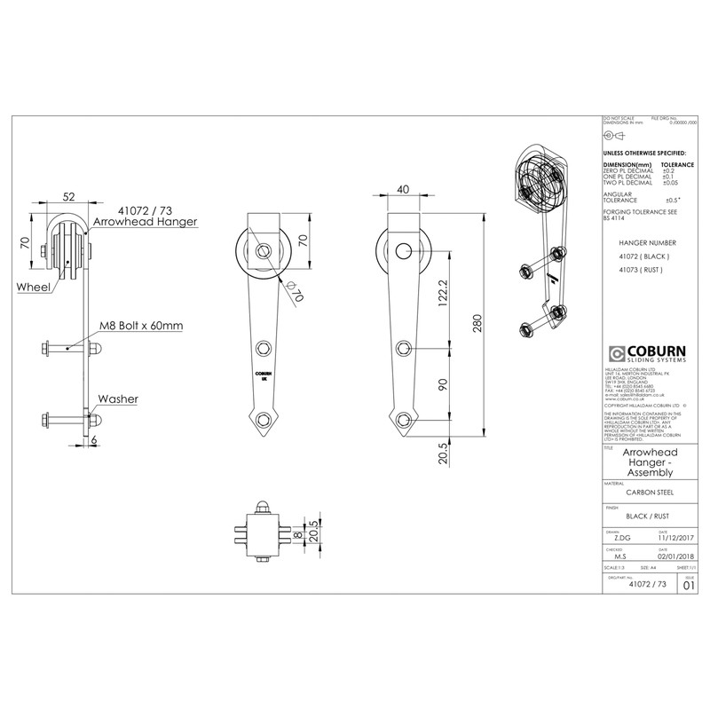 Coburn Flat Track 100 Arrow Head Hanger One Door System