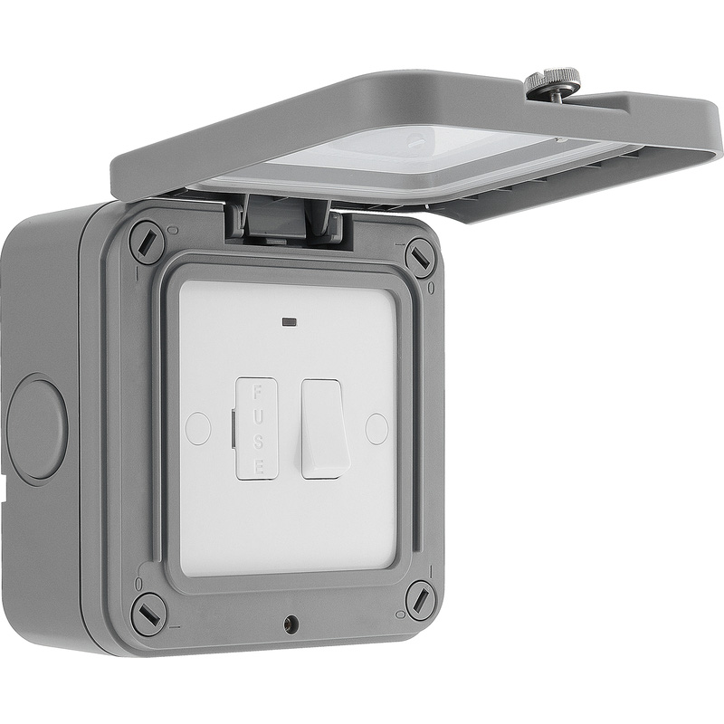 Waterproof IP66 1 Gang Switched Fused Connection Unit with Cover for Outdoor Use 