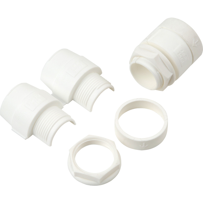 Polypropylene Flexible Conduit Fitting Pack 25mm White