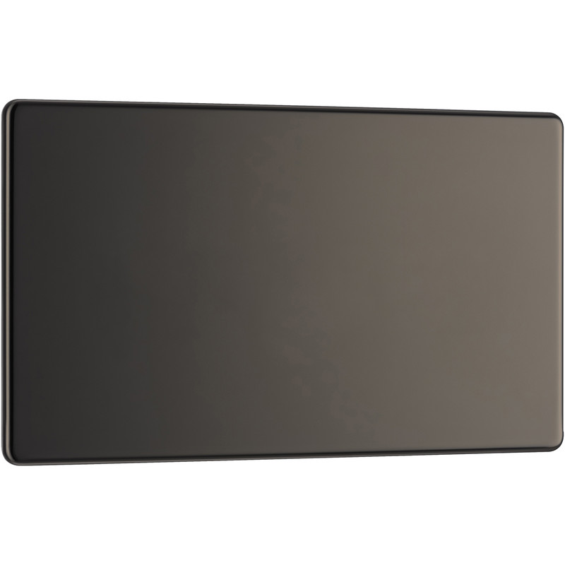 BG Screwless Flat Plate Black Nickel Blank Plate