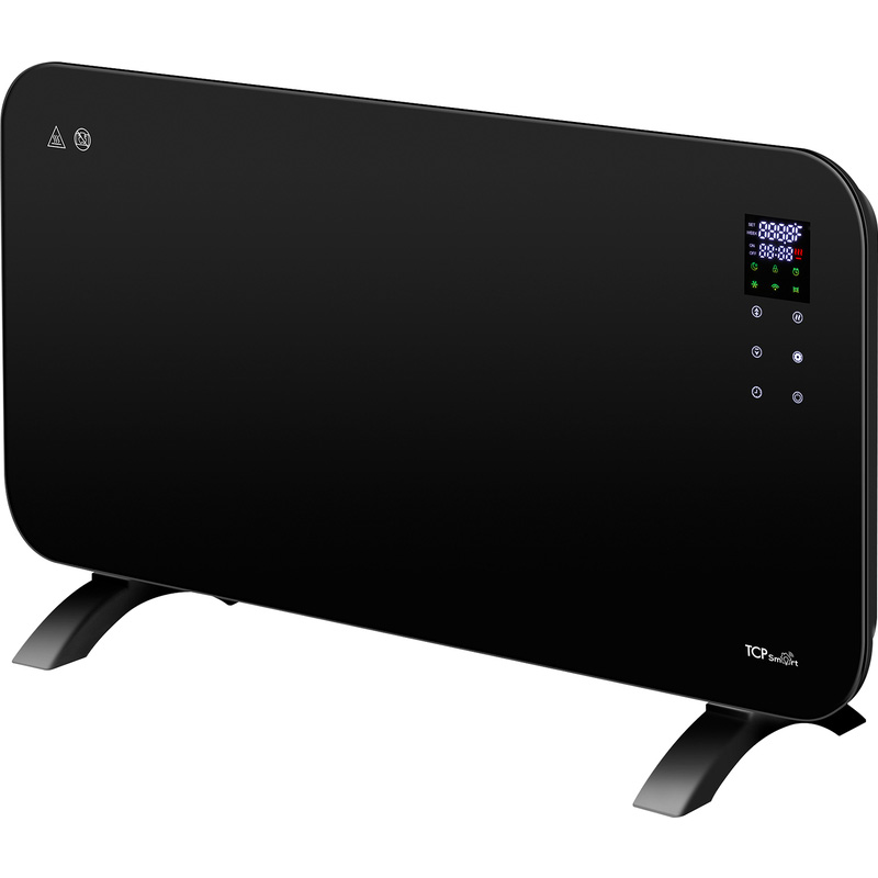 TCP Smart Glass Panel Heater 1500W 15m2 Black | Toolstation
