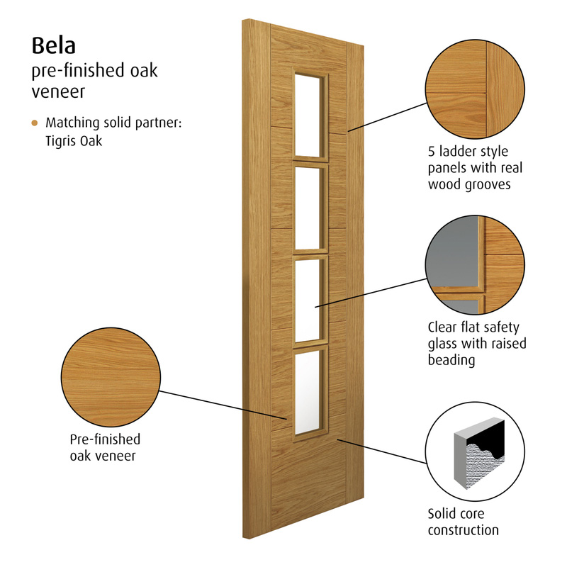 Bela Oak Glazed Internal Door P/F