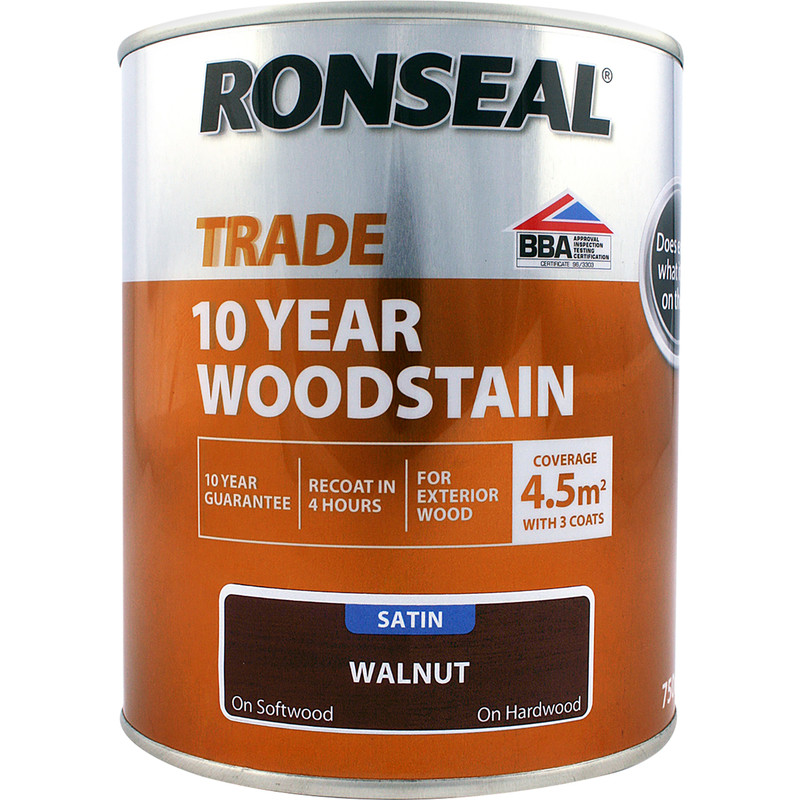 Ronseal 10 Year Exterior Satin Woodstain 750ml Walnut Ronseal 10 Year Exterior Satin Woodstain 750ml Walnut