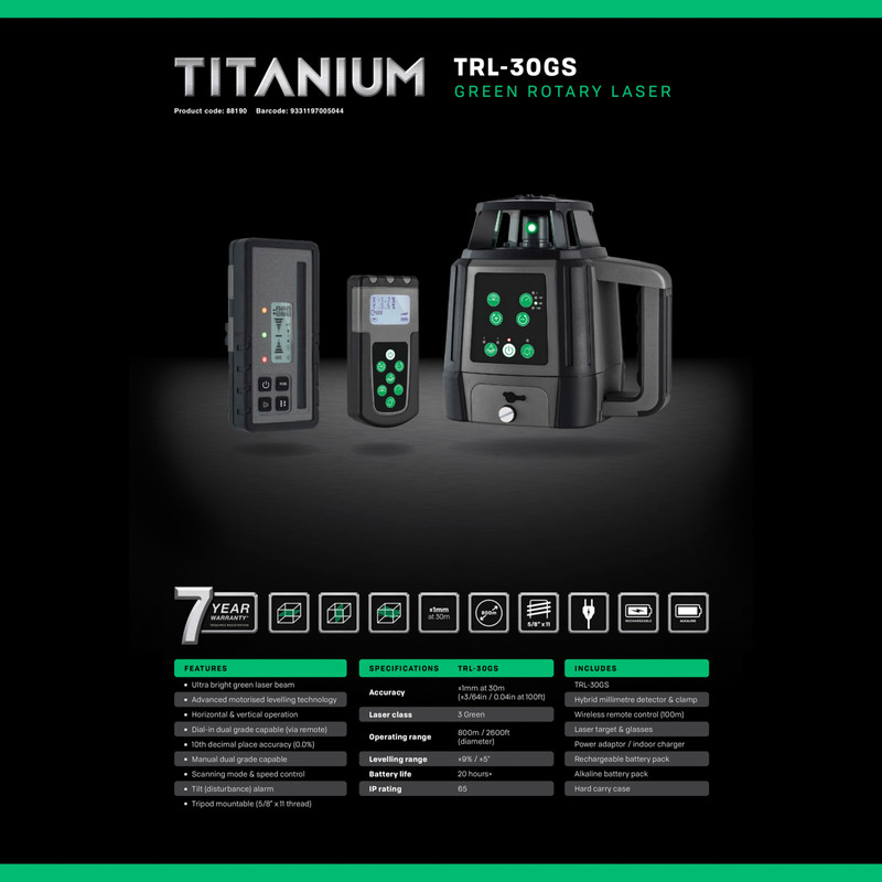 General Titanium TRL-30GS Rotary Laser Kit