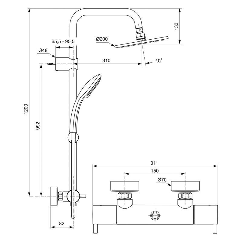 Ideal Standard Freedom Thermostatic Diverter Bar Mixer Shower Toolstation