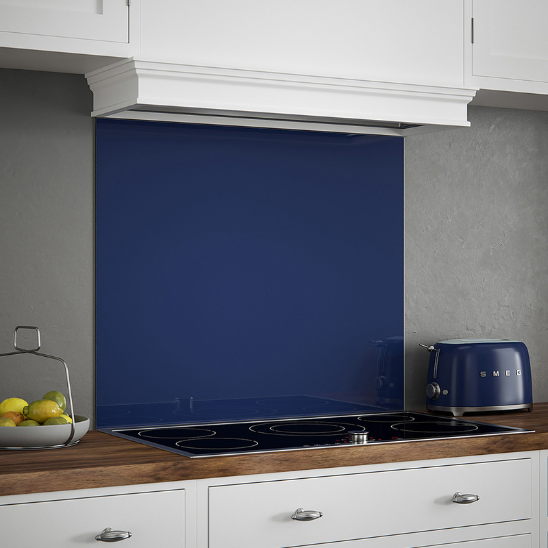 Splashback Midnight Self-Adhesive Glass 900 X 750Mm In Blue
