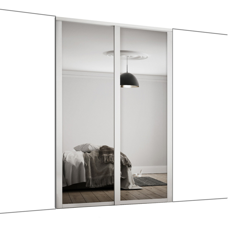 Spacepro Shaker 2 Door Sliding Wardrobe Kit White Framed Mirror 1753 X 2260mm Toolstation 7537