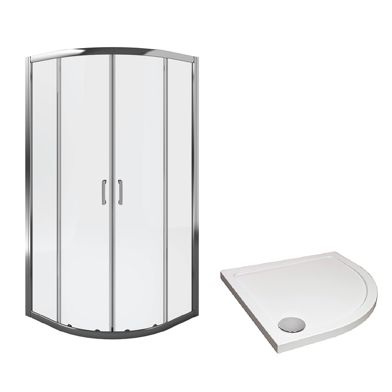Aqualux Framed 6mm 2 Door Quadrant Shower Enclosure with Tray and Waste