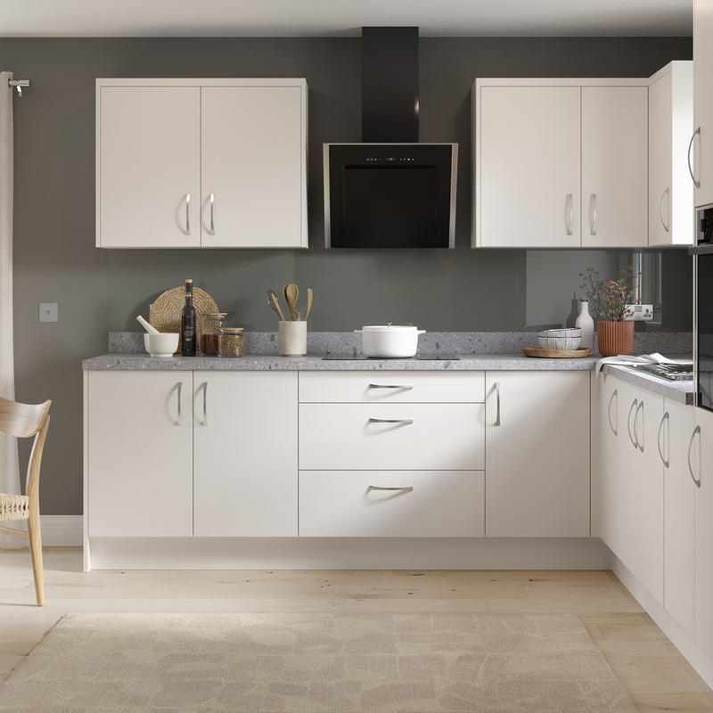 Kitchen Kit Ready Made Value Slab Kitchen Cabinet Wall Unit Standard Matt White