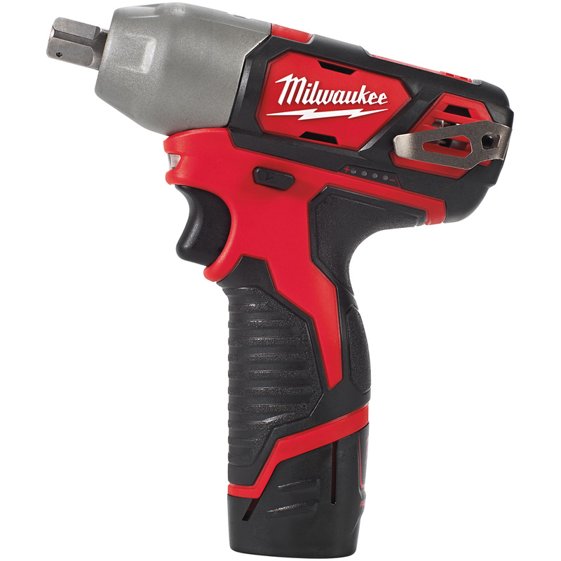 Milwaukee M12 Biw12-202C Sub Compact 1/2" Impact Wrench With Pin Detent X 2.0Ah Light Size 2