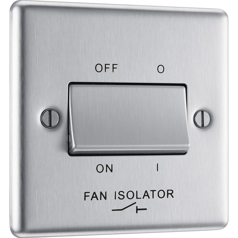 BG Brushed Steel Fan Isolator Switch