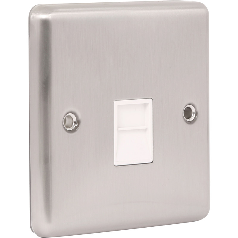 Wessex Brushed Stainless Steel Telephone Socket