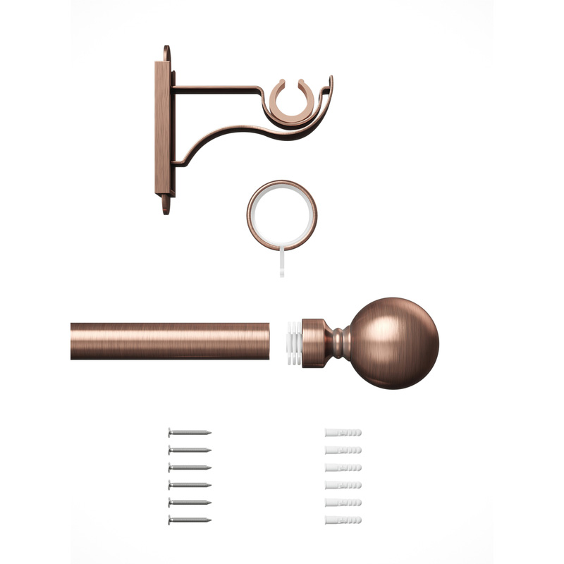 Rothley Curtain Pole Kit with Solid Orb Finials & Rings