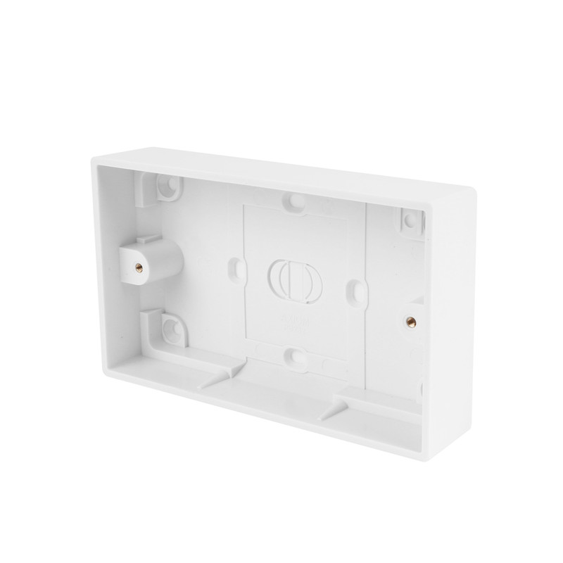 2 Gang White Double Switched Wall Socket and 25mm Surface Pattress Box 