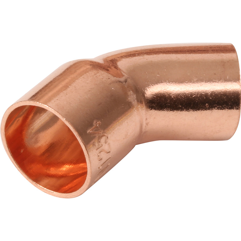 22mm Copper Merriway BH05934 End Feed Fitting 45 Degree Street Elbow