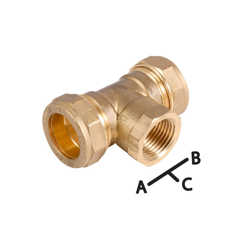 PACK OF 10 22mm x 22mm x 15mm Compression Reducing Tee