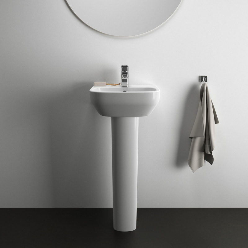 Ideal Standard i.life Cloakroom Basin and Pedestal 40cm 1 Tap Hole