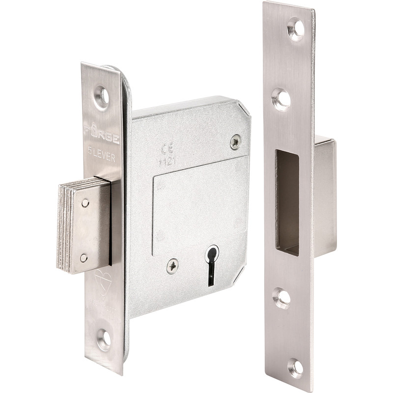 Bs 5 Lever Mortice Deadlock 76mm Satin Chrome