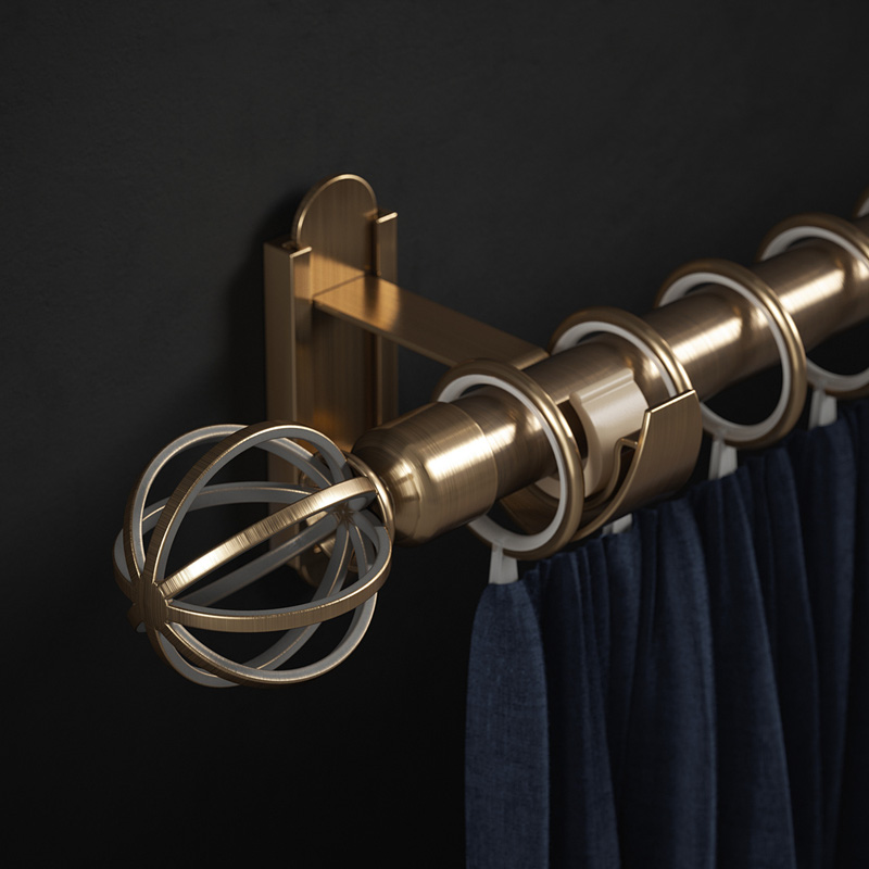 Rothley Curtain Pole Kit with Cage Orb Finials & Rings