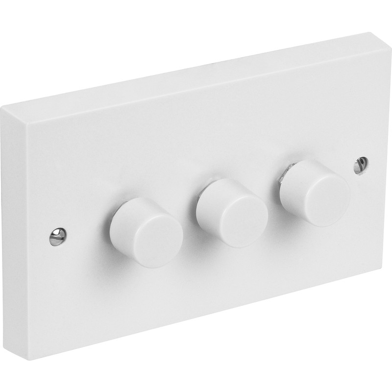 Axiom Push Dimmer Switch 3 Gang 2 Way, 3 Light Switch With Dimmer