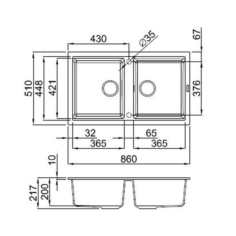 Reginox Best Reversible Composite Kitchen Sink Double Bowl White