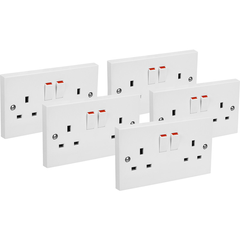Axiom Contractors Twin Switched Socket 5 Pack