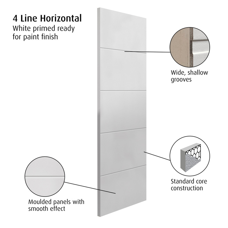 4 Line Horizontal Smooth Moulded Internal Door