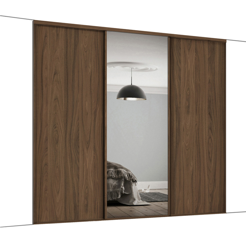 Spacepro Classic 3 Door Sliding Wardrobe Kit Walnut And Mirror 2672 X ...