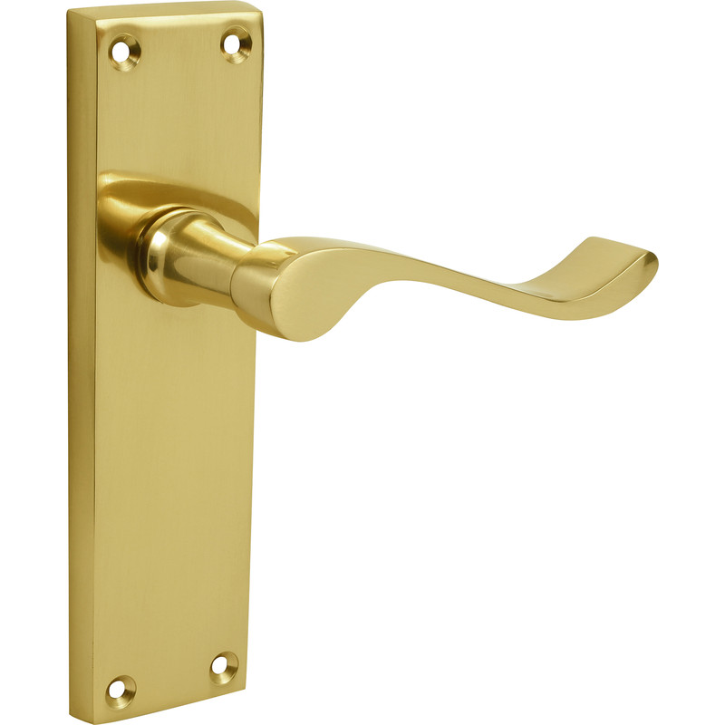 6553 Victorian Scroll Lock Lever Door Handle Brass 44 x 170mm Sets of 1-15