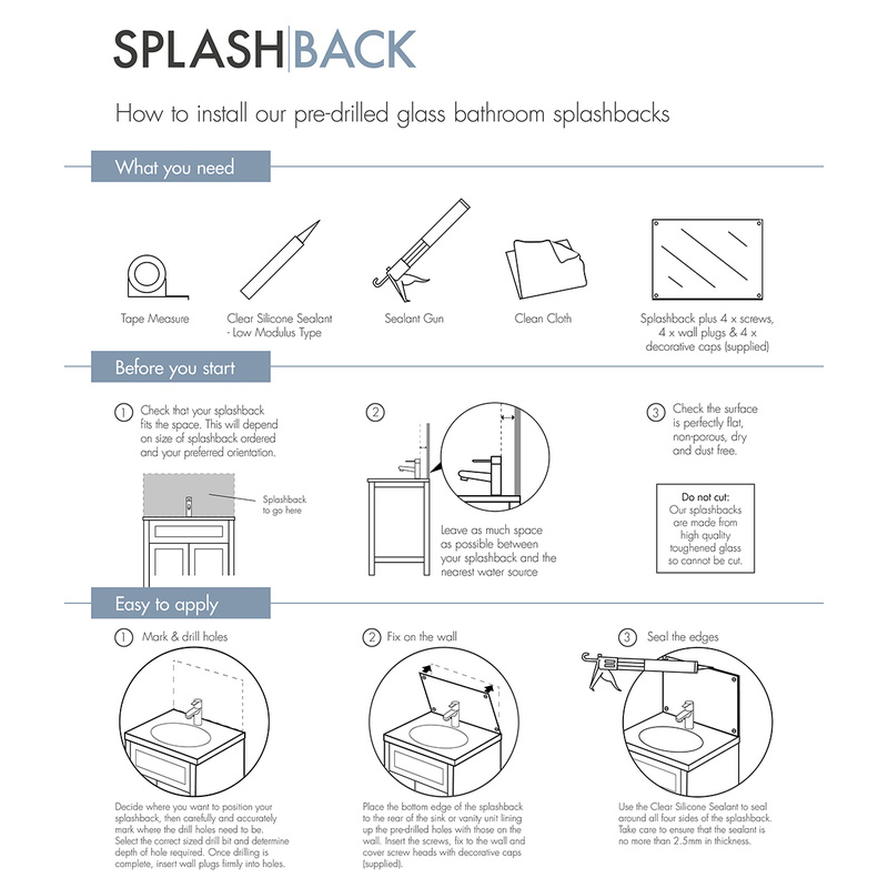 Splashback Clear Glass Bathroom Splashback with Chrome Caps 600 x 250mm Toolstation