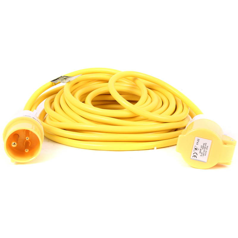 Defender Extension Lead 14 Metres x 2.5mm 110V 16A IP67 Yellow Power Site Tools 