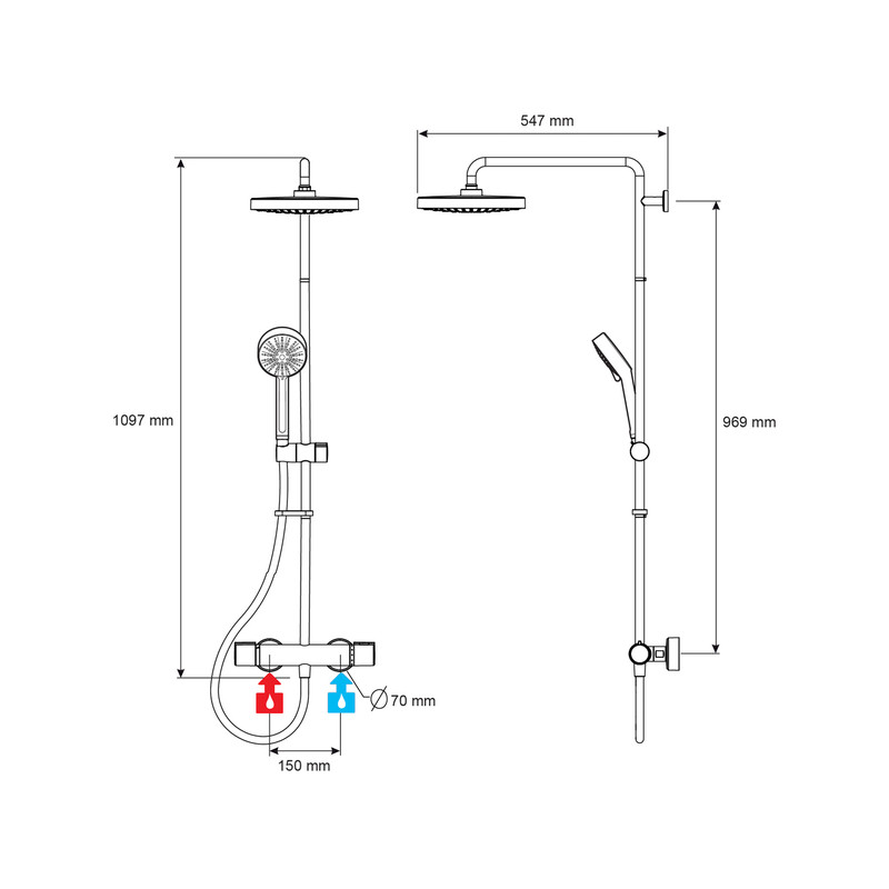 Mira Atom ERD Thermostatic Bar Diverter Mixer Shower