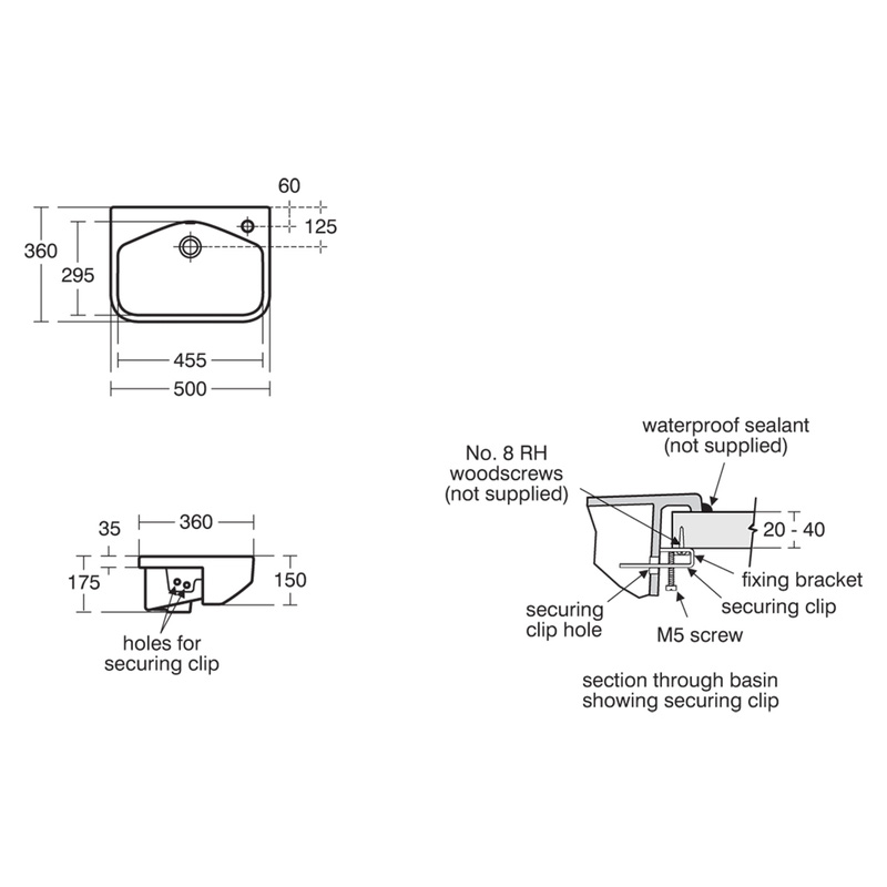 Ideal Standard i.life Semi-Recessed Basin 50cm 1 Tap Hole | Toolstation