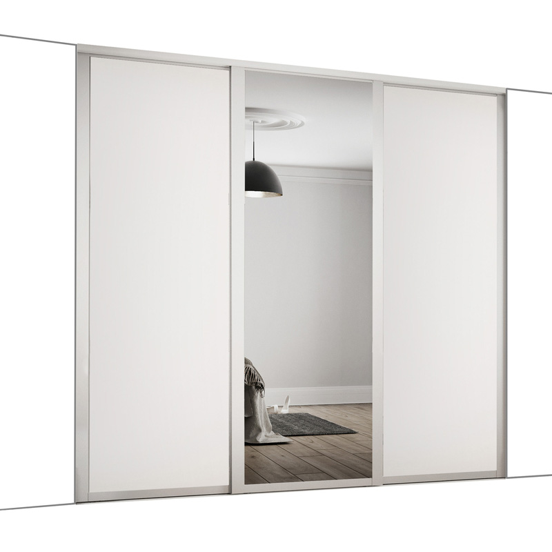 Spacepro Shaker 3 Door Sliding Wardrobe Kit White And Mirror 2136 X ...