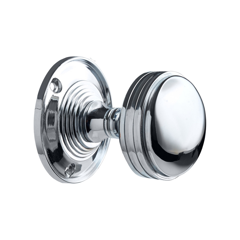 Ringed Mortice Round Door Handle Knob (Sprung) Satin Nickel - Pair