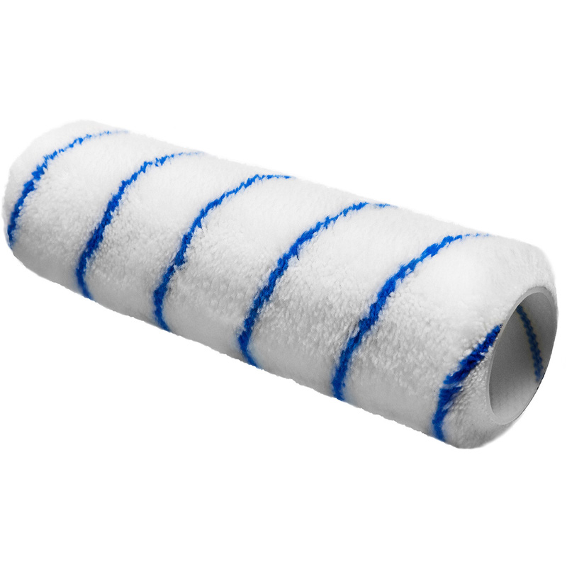 Pinnacle Polyester/Acrylic Blue Stripe Roller Sleeve 9" Medium Pile In White
