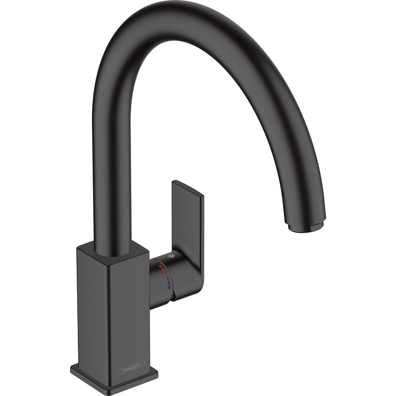 Hansgrohe Vernis Shape M35 Swivel Spout Mono Mixer Kitchen Tap Matt In Black Brass