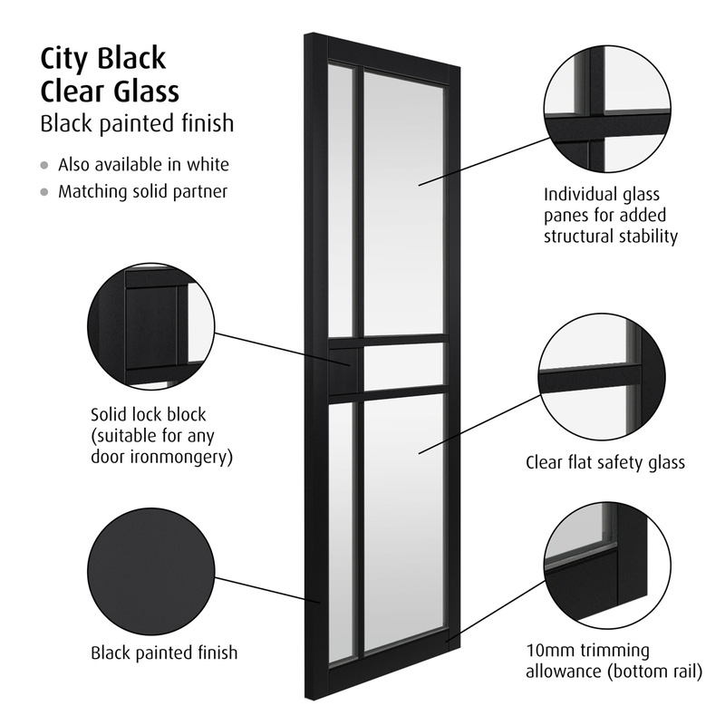 City Black Clear Glass Internal Door
