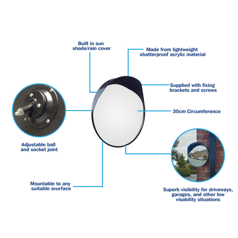 ONVAYA® traffic mirror Convex mirror for viewing blind spots Safety mirror Surveillance mirror Panoramic mirror 